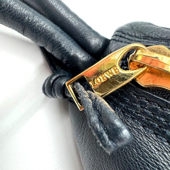 Loewe Anagram Flower Leather Black Wristlet Bag Charm Zipper Closure - Picture 7 of 11